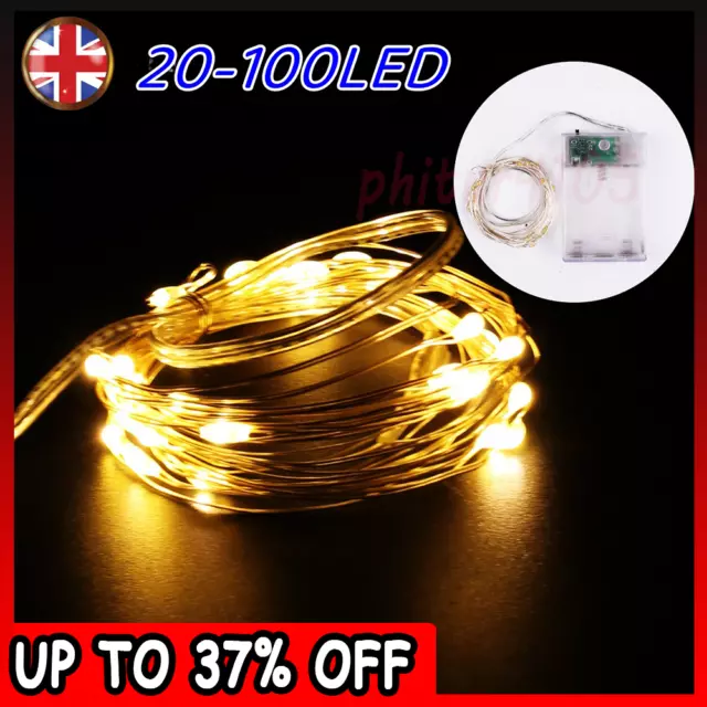 20-200 LED Solar/Battery Power Micro Rice Wire Copper Fairy String Lights Party