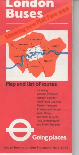 LONDON TRANSPORT - MAP AND LIST OF BUS ROUTES - No.3 1981