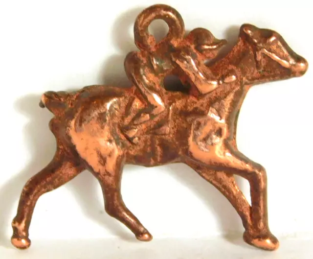 Vint Horse Jockey Rider Race Gumball Charm Copper Clad