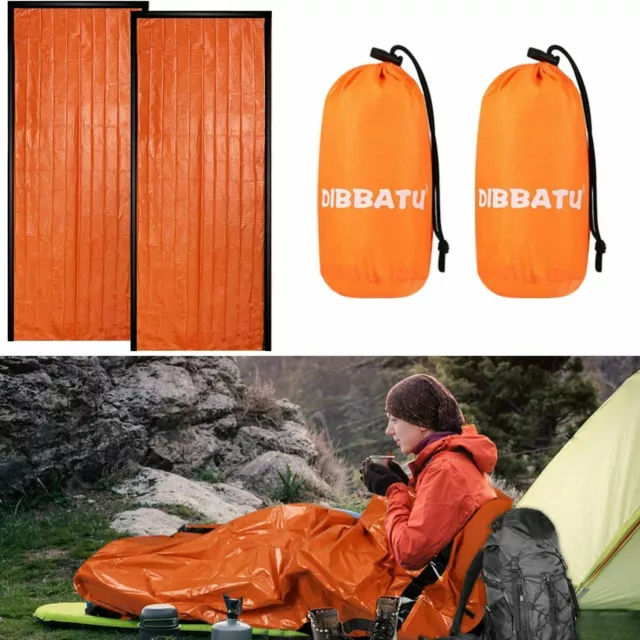 2pcs Emergency Survival Sleeping Bag Outdoor Rescue Kit Thermal Space Shelter AU