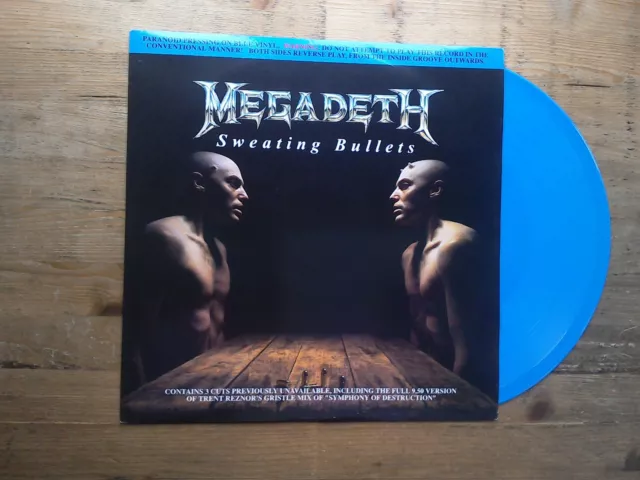 Megadeth Sweating Bullets 4 Track 12" EX BLUE Vinyl Record 12CL682 Reverse Play