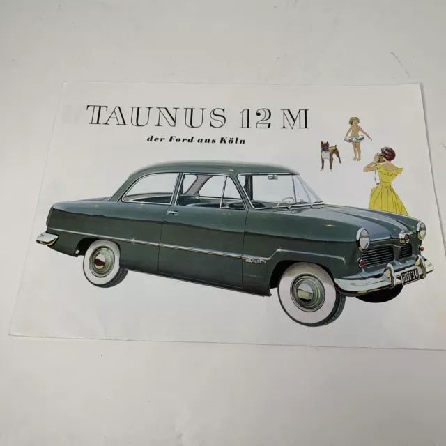 Ford Taunus 12 M color Prospectus brochure ca. 1953 foldout German FK ford