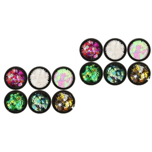 12 Pcs Schneeflocken Glitter Nagel Pailletten Nagel Kunst Aufkleber