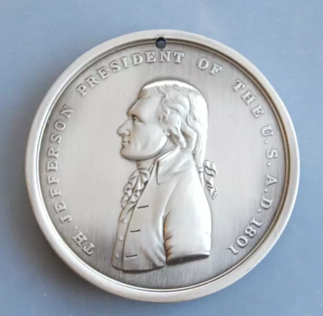 Thomas Jefferson Peace Medal 3", Silvertone alloy