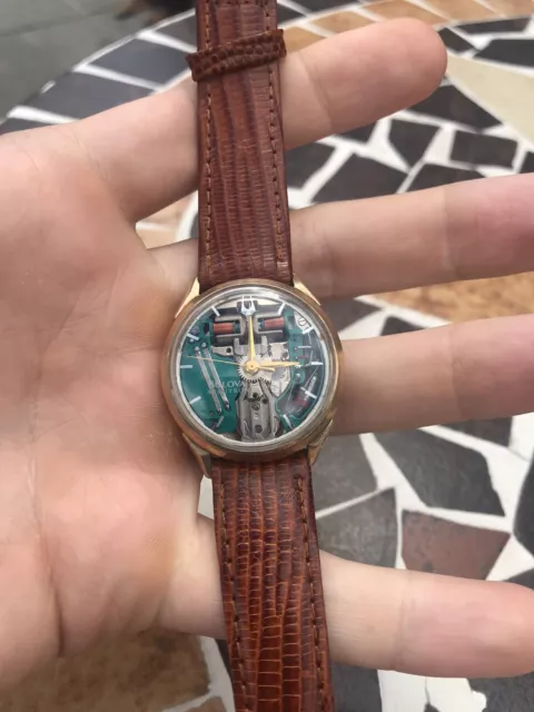 1967 VINTAGE BULOVA Accutron Spaceview 214 Gold Filled Tuning