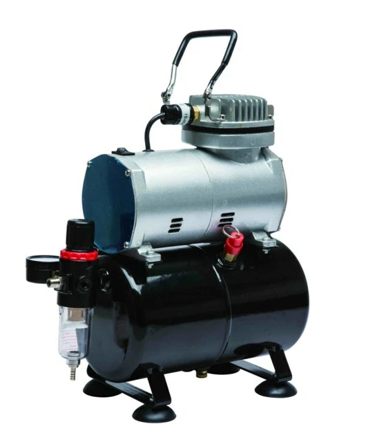 Compresor De Aerografia Airbrush As186 Con Reserva De Aire Y Regulador