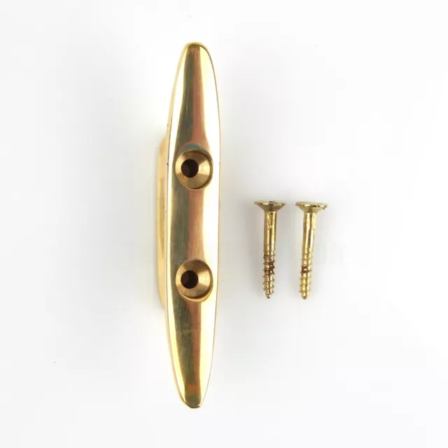 Small Polished Solid Brass Boat Cleat Wall Hook Coat Towel Hanger Door Handle 3