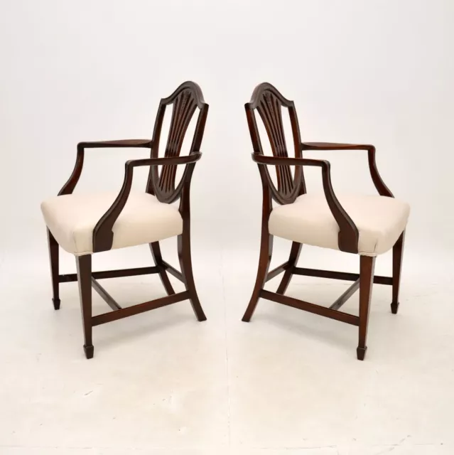 Pair of Antique Georgian Style Mahogany Carver Armchairs 3