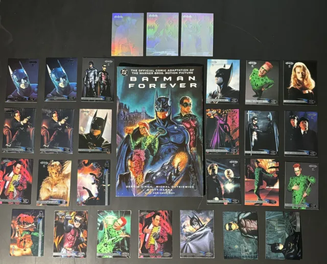 Lot of 28 1995 Fleer Batman Forever Cards 3 Hologram & Batman Forever Comic Book
