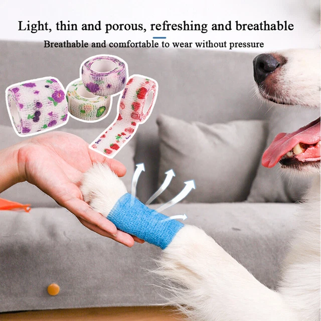 10 rollos veterinario envoltura cinta adhesiva autoadhesiva vendajes elásticos para animales Hor