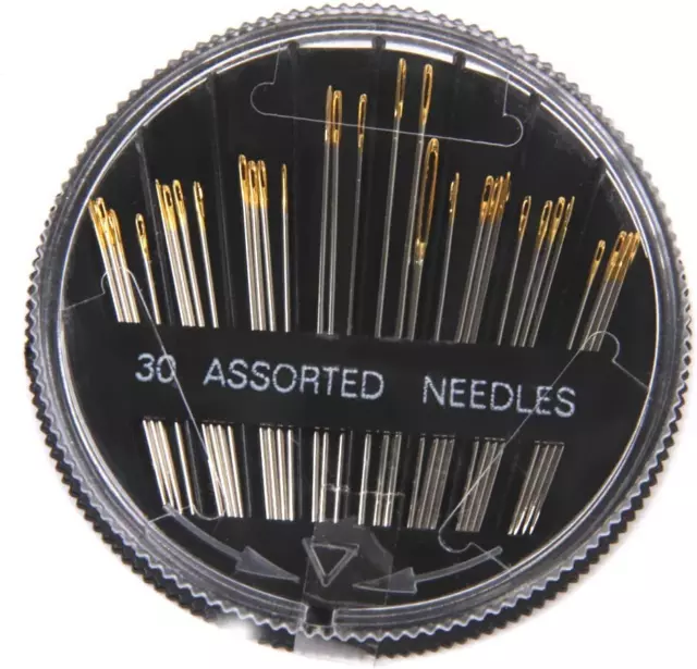 30Pcs Assorted Hand Sewing Needles Embroidery Mending Craft Quilt Sew Case