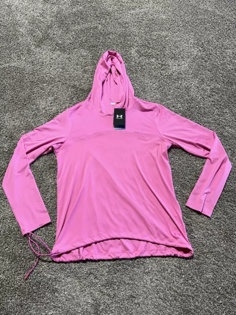 Under Armour Women Size Large Pink Hoodie Iso-Chill Long Sleeve New Tags / 8440