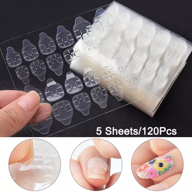 120pcs Double-Sided Nail Glue Tape Sticker Adhesive Nail Tabs Press on Nails DIY