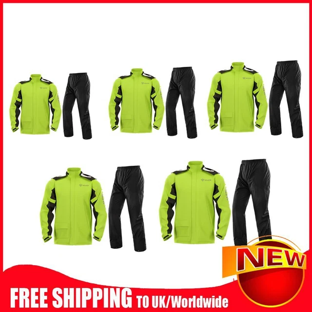 SULAITE Tuta antipioggia Moto Riflettente + Pantaloni con Copriscarpe Verde