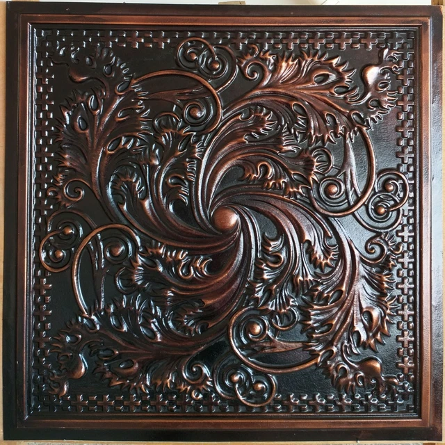 Suspended ceiling tiles faux tin palaeo copper decor wall panels PL62 10pcs/lot