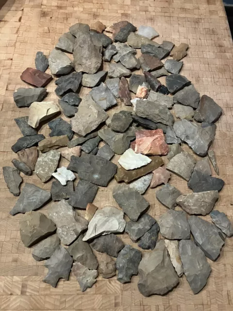 huge lot of 100+ damaged Indian arrowheads Alabama/TN river authentic finds