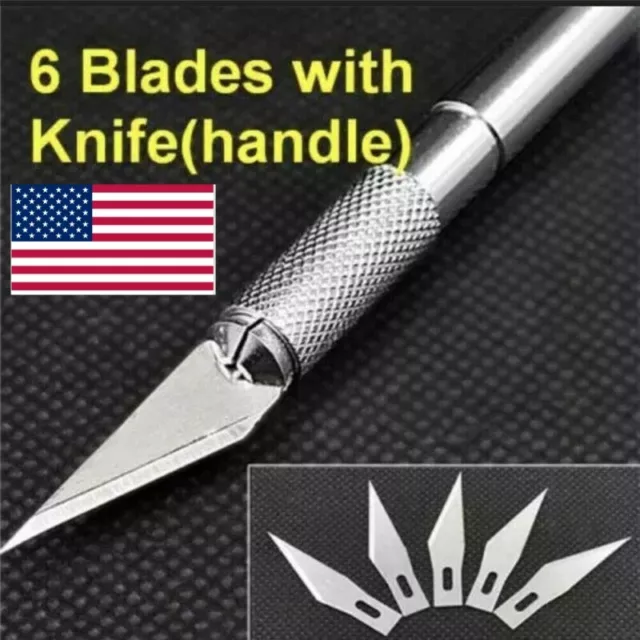 Hobby Exacto Knife Set 6 Blade Handle Art Craft Tool Precision Razor Refill