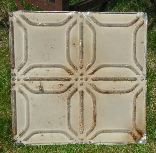 SALE  Antique Ceiling Tin Tile Frame Simple and Elegant Shabby Chic Canvas