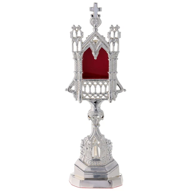 Reliquiario neogotico ottone argentato 28 cm