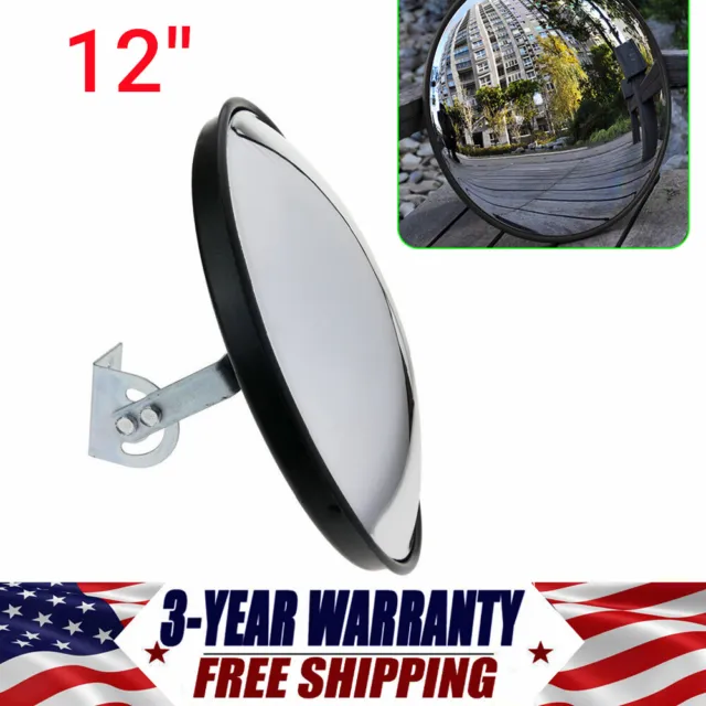 12 Inch Wide Angle Convex PC Mirror Wall Mount Corner Security Blind Spot Mirror