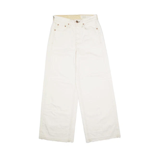 Jeans alti RAG & BONE Ecru crema denim gambe larghe regolari da donna W24 L28