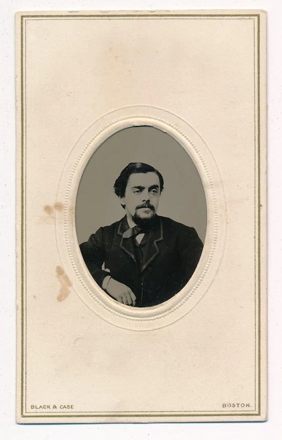 Young Man in Boston MA by Black & Case Photographers 1860's Tintype