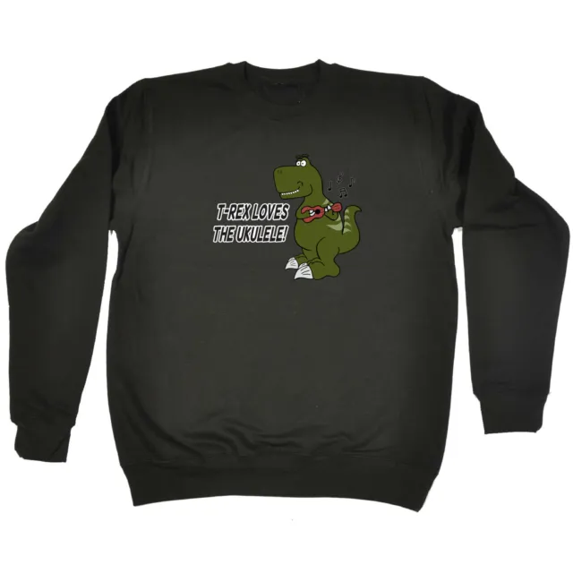 Trex Loves Ukulele Dinosaur - Mens Novelty Funny Sweatshirts Jumper Sweatshirt