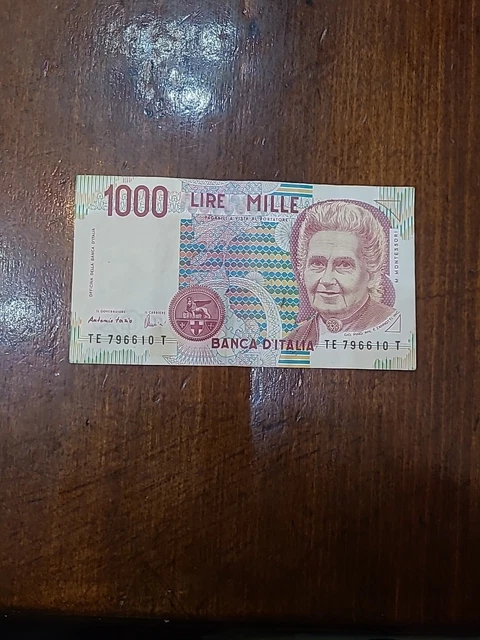 1000 Lire Mille Banca D'Italia Italy Money 1990s MONTESSORI Banknote (TE796610T)