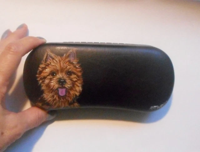 Norwich Terrier Dog Eyeglass Glasses Hard Case Spectacles Box Hand Painted