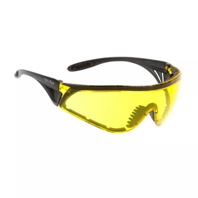 Ugly Fish Flare Vented Arms Positive Seal Black Frame Yellow Lens Safety Glasses