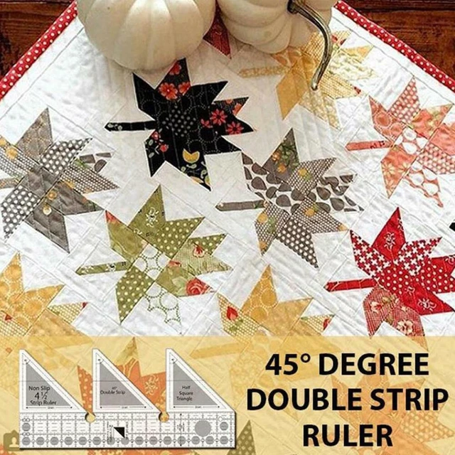 45 Degree Double Strip Quilting Patchwork Ruler Template For Sewing Craft