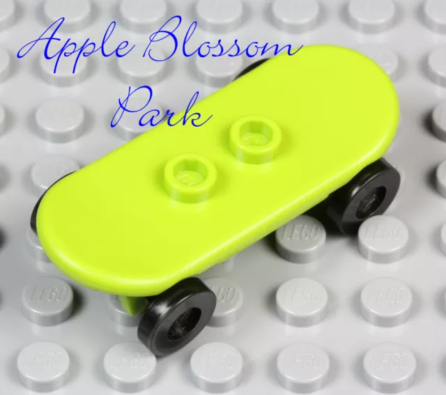 NEW Lego City Minifig Lime GREEN SKATEBOARD -Boy/Girl Minifigure Skate Board Toy