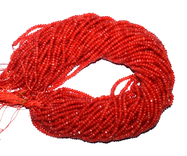 12.5 " 1 Lose Strand Rot Hydro Edelstein Rondell Facettiert 4 MM Perlen