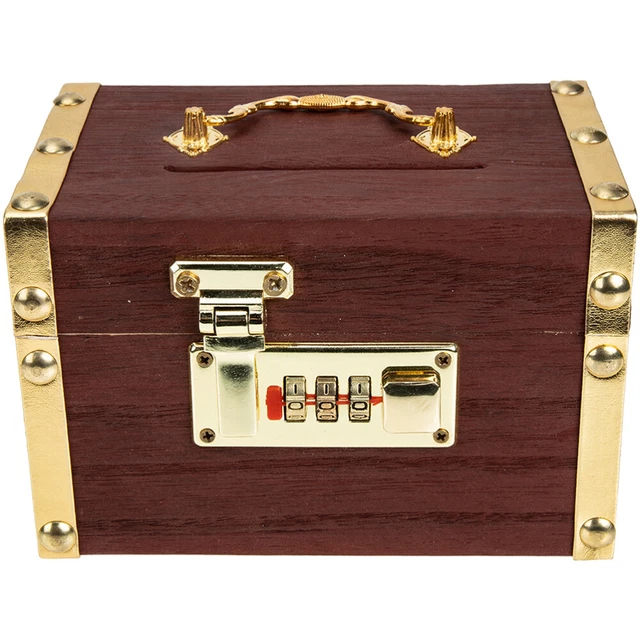 Caja de madera para ahorrar dinero retro caja del tesoro pirata caja de almacenamiento de baratijas vintage