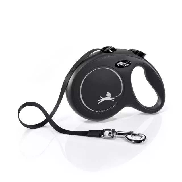 Flexi New Classic Tape Black Large 5m Retractable Dog Leash/Lead for dogs up to
