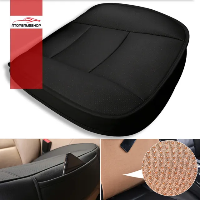 Black 3D PU Leather Car Sedan Driver Front Seat Cover Cushion Pad Protector Mat
