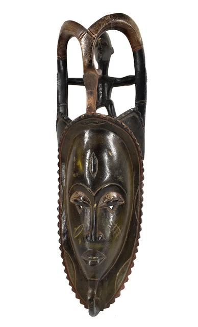 Guro Yaure Portrait Mask With Figure Cote d'Ivoire African Art