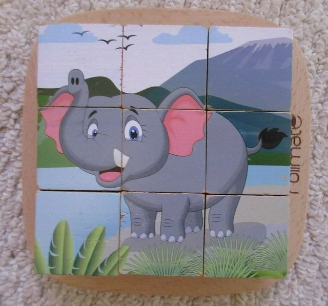 Rolimate Wooden Block 6 in 1 Puzzle Toddler Kids Educational Toy - Lion, Zebra