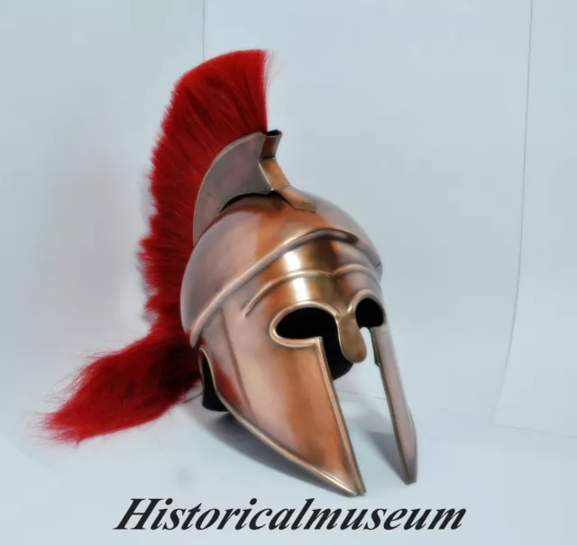 Greek Corinthian Helmet Red Plume Armor Medieval Knight Spartan Free Cap Style