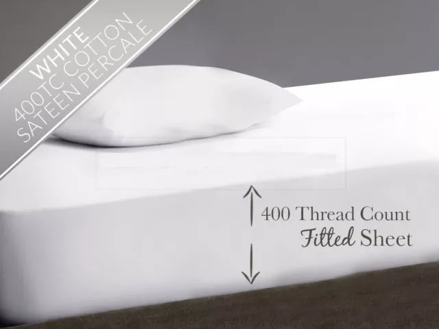 400 Thread Count 100% Egyptian Cotton Extra Deep Fitted Sheet 16" 40Cm Drop