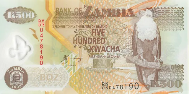 Zambia 500 Kwacha 2003 UNC