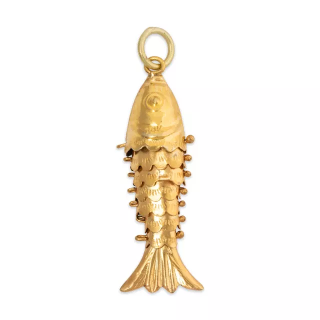 Vintage 14K Yellow Gold Articulated Fish Pendant / Charm