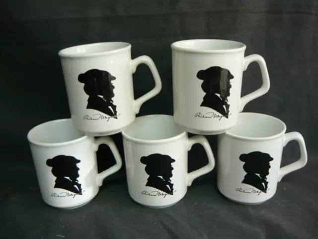 5 Vintage TAMS RICHARD WAGNER GERMAN COMPOSER COFFEE MUGS ENGLAND silhouette