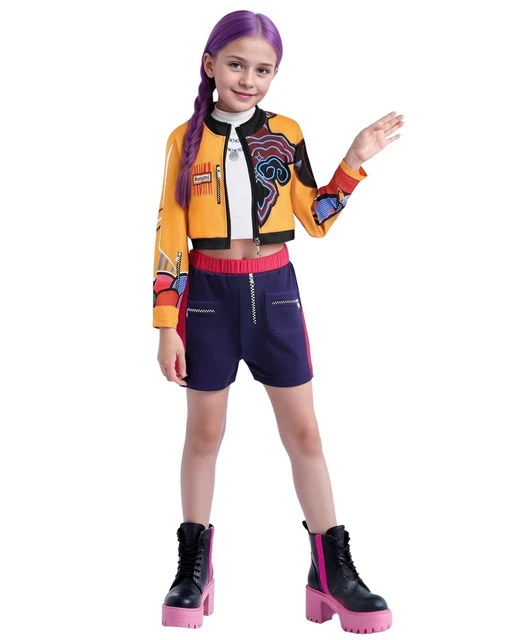 Disfraz Infantil De Anime K-pop, Personaje Zoey - Conjunto Completo (top Verde Y Pantalones Cargo), Tallas S/M/L