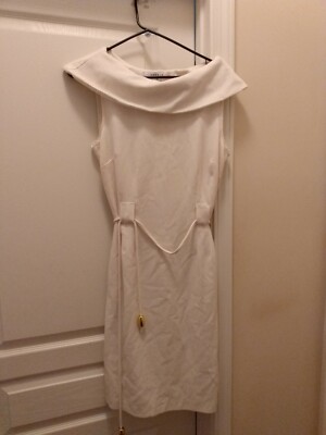 AA Studio AA Women Dress Ivory Size 10 Belt Side Zipper