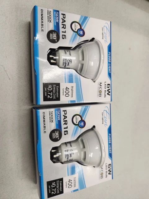 (2)   LED PAR16 -50 watt equal 6 watt 400 lumen 5000K flood - Euri Lighting