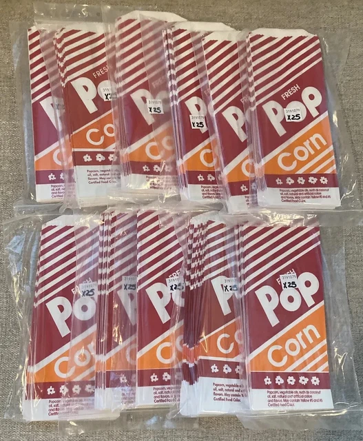 275 1 oz Popcorn Bags 8” x 3 1/2” x 2 1/4” Gold Medal Paper Disposable