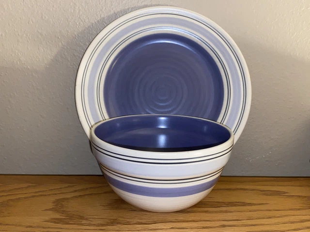2 Pc Pfaltzgraff Rio Stoneware Soup Bowl & Salad Plate Hand Painted