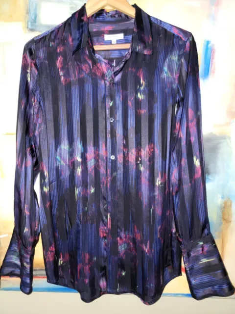EQUIPMENT Femme Womens Button-Up Shirt Long Sleeve L 52% Silk Buy It SHIPS FAST!