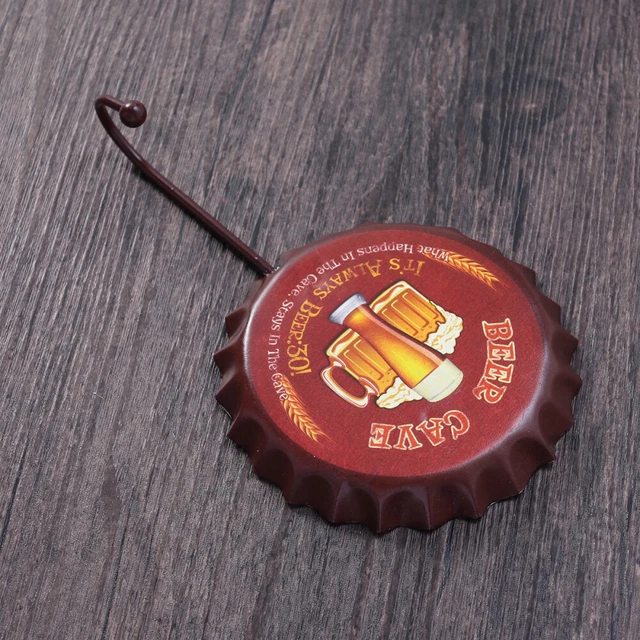 Retro Wrought Iron Beer Bottle Caps Decorative Hooks Creative Bag Organizer